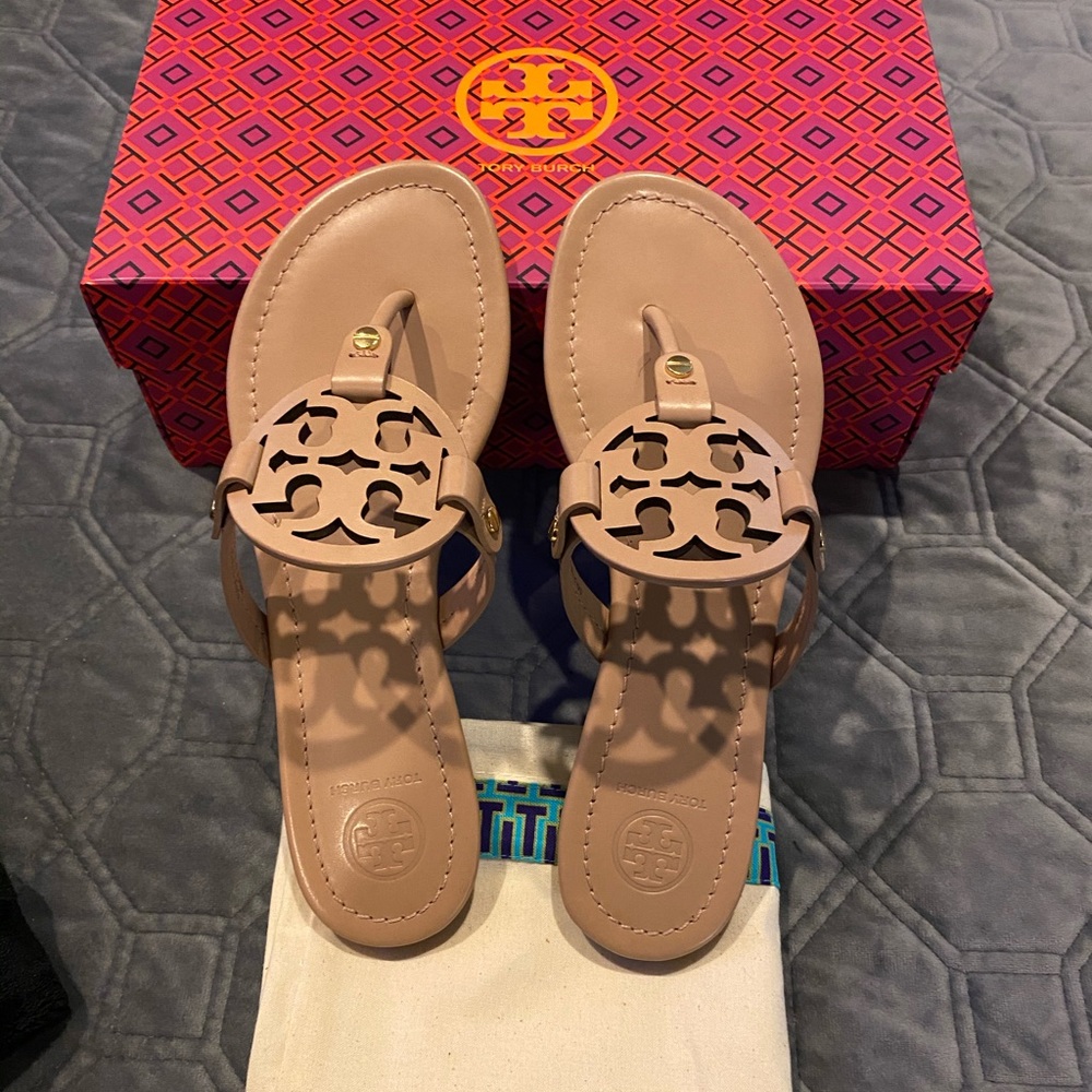 Tory Burch Miller sandals in beige new in box